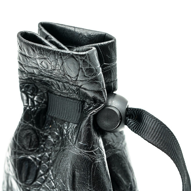 Leather Dice Bag with Skull sporting d20 Tattoo