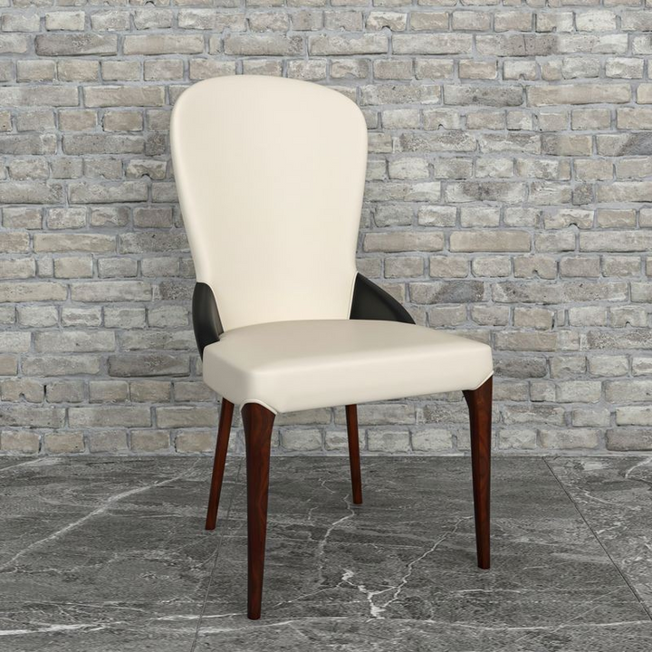 LeisureMod Havana Collection Modern Wooden Dining Chair in Black/White