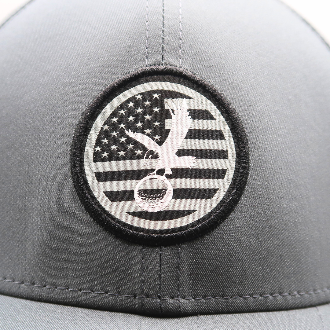 Gray America Performance Hat Closeup.