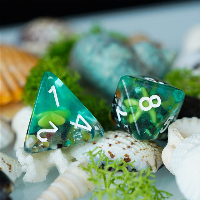 Sea Green Starfish Dice 7-Dice Set Resin Dungeons and Dragons Dice