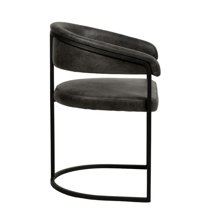 LeisureMod Aero Collection Modern Dining Chair in Charcoal Side View.