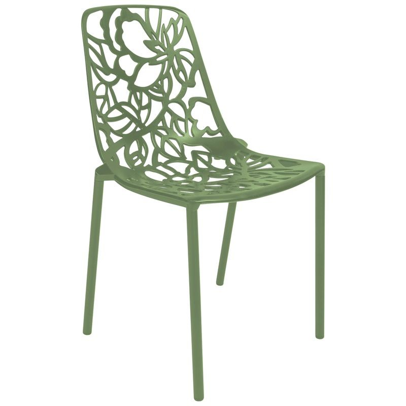 LeisureMod Modern Devon Aluminum Chair Khaki Green