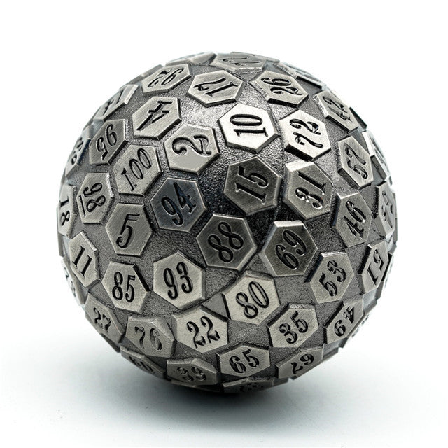 Silver Plated Ancient Metal d100 Dungeons and Dragons RPG
