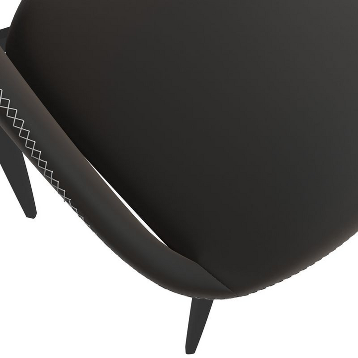 LeisureMod Amalfi Collection Fabric Modern Dining Chair in Charcoal Closeup.