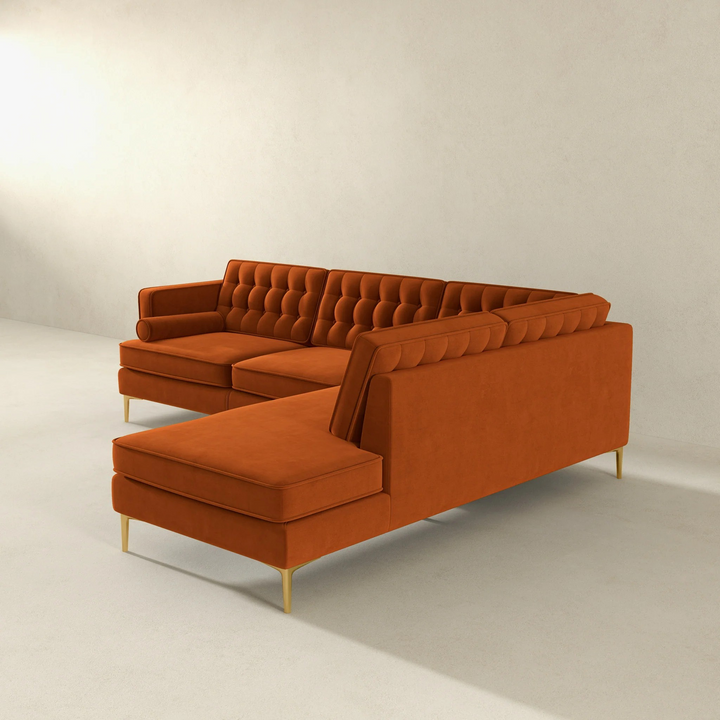 Brooke Burnt Orange Sectional Sofa Right Facing