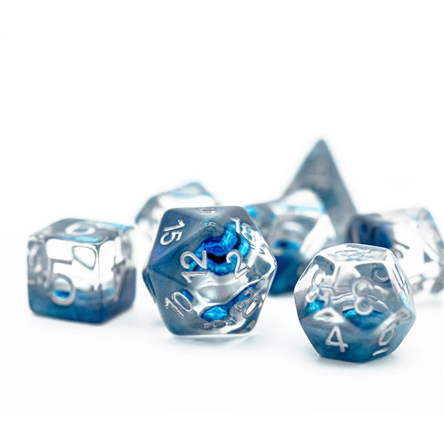 Blue Demon Eye Dragon Eye Dice 7-Dice Set Resin Dungeons and Dragons Dice