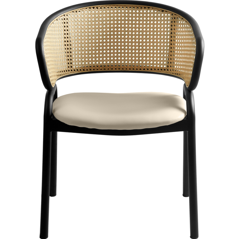 Ervilla Dining Chair Beige Leather Front View.