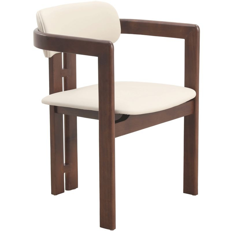 LeisureMod Velo Series Modern Dining Chair in Walnut Color Wood with Toupe Seat