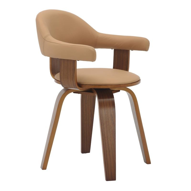 Modern Wooden Dining Chair with Walnut Color Frame in Brown in the Brivo Collection Front Angle View