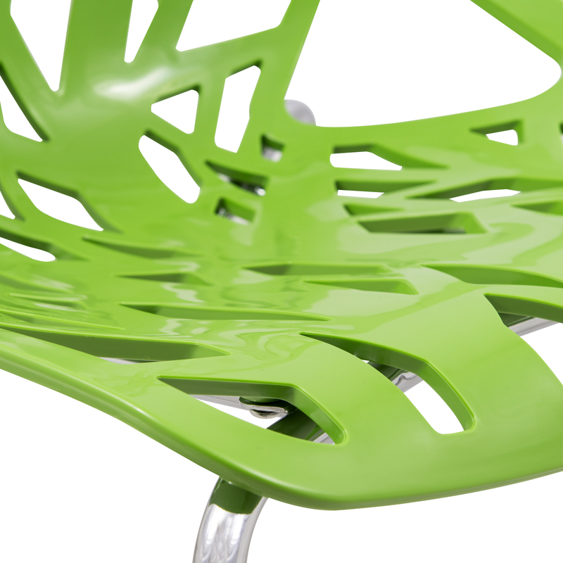LeisureMod Modern Asbury Dining Chair w/ Chromed Legs Green Zoomed.