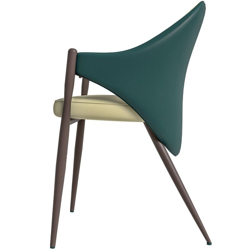 Leisuremod Sante Collection Modern Dining Chair in Cream/Green Side View.