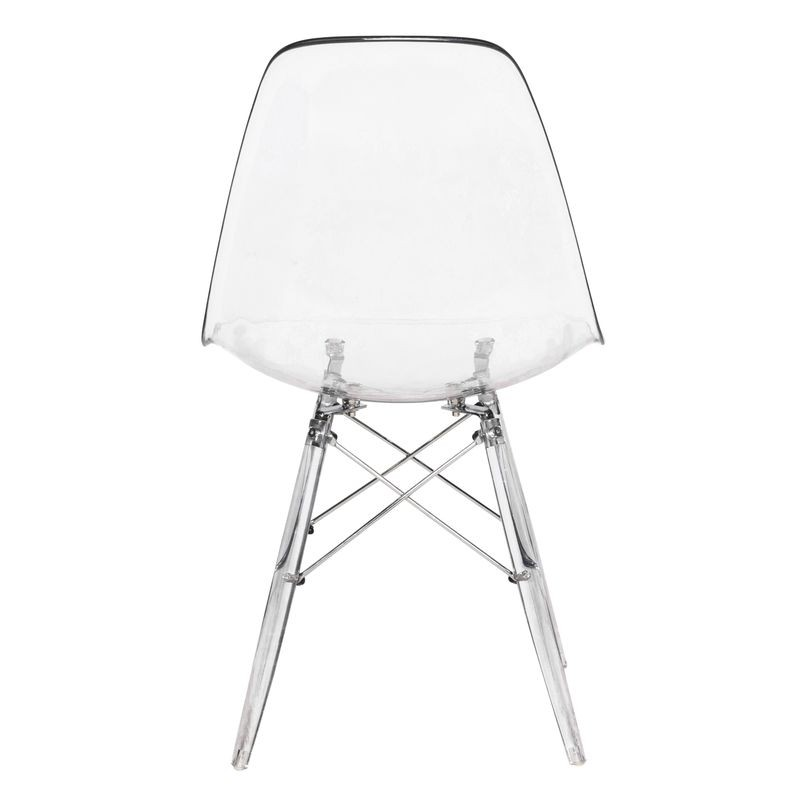 LeisureMod Dover Molded Side Chair with Acrylic Base Clear Back.