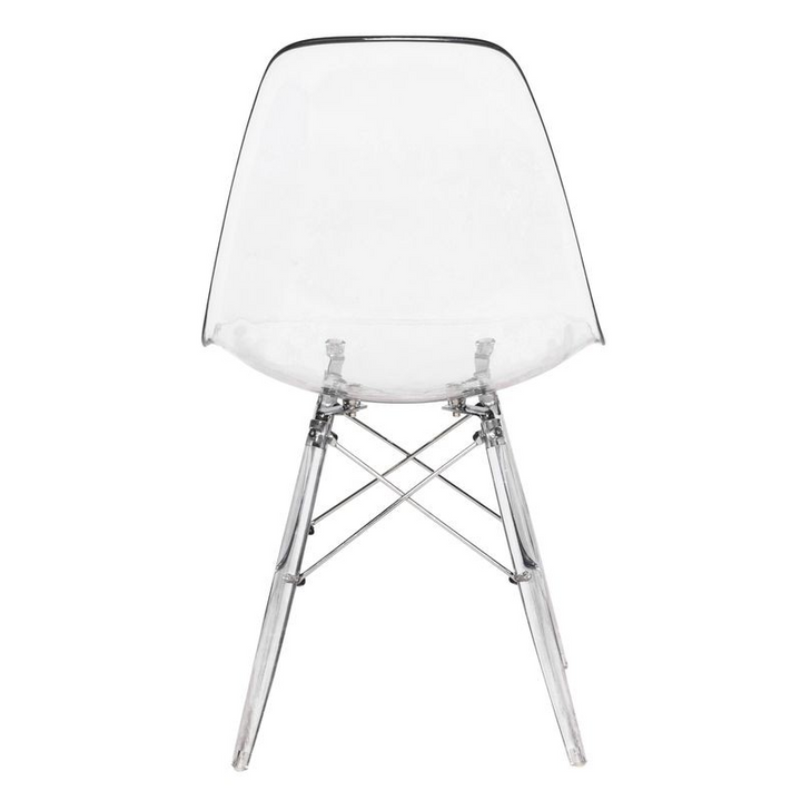 LeisureMod Dover Molded Side Chair with Acrylic Base Clear Back.