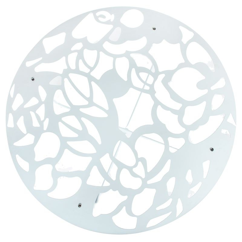 LeisureMod Devon Tree Design Glass Top Aluminum Base Indoor Outdoor Dining Table White Top View.