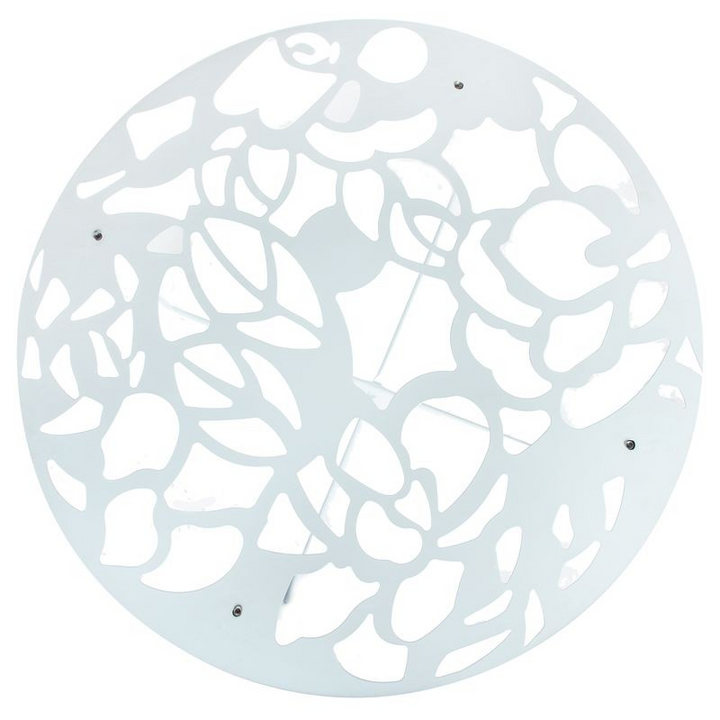 LeisureMod Devon Tree Design Glass Top Aluminum Base Indoor Outdoor Dining Table White Top View.
