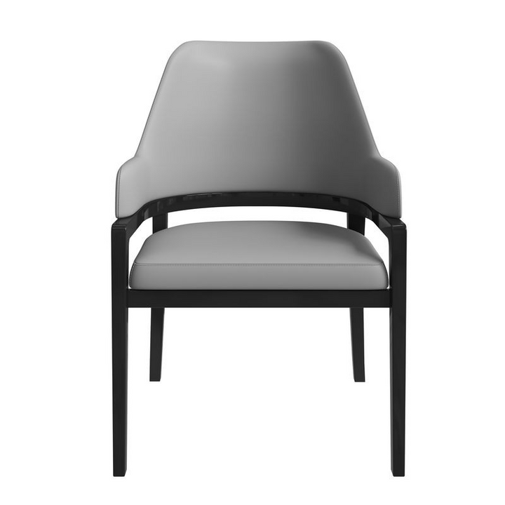 Leisuremod Ethora Collection Modern Wooden Dining Chair in Grey Front View.