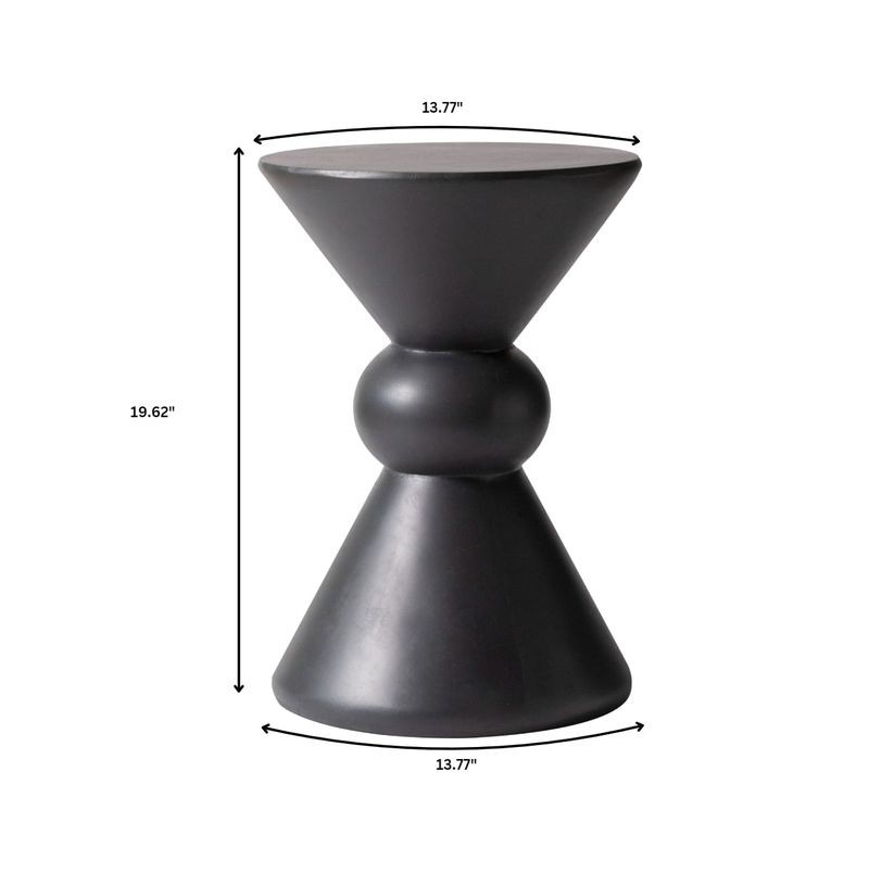 LeisureMod Echo Collection Fiberglass Outdoor Side Table in Dark Grey Dimensions.
