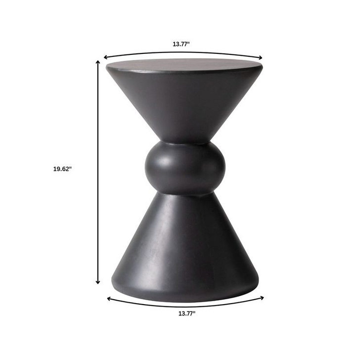 LeisureMod Echo Collection Fiberglass Outdoor Side Table in Dark Grey Dimensions.