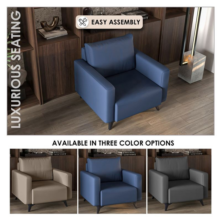LeisureMod Inno Collection Single Seater Sofa in Dark Blue Colors.