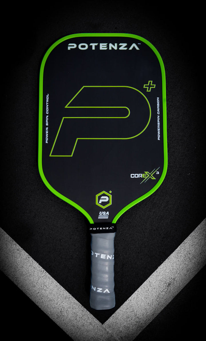 P+ PowerSpin Carbon COREx3 Pickleball Paddle (Neon Green, Elongated Face)