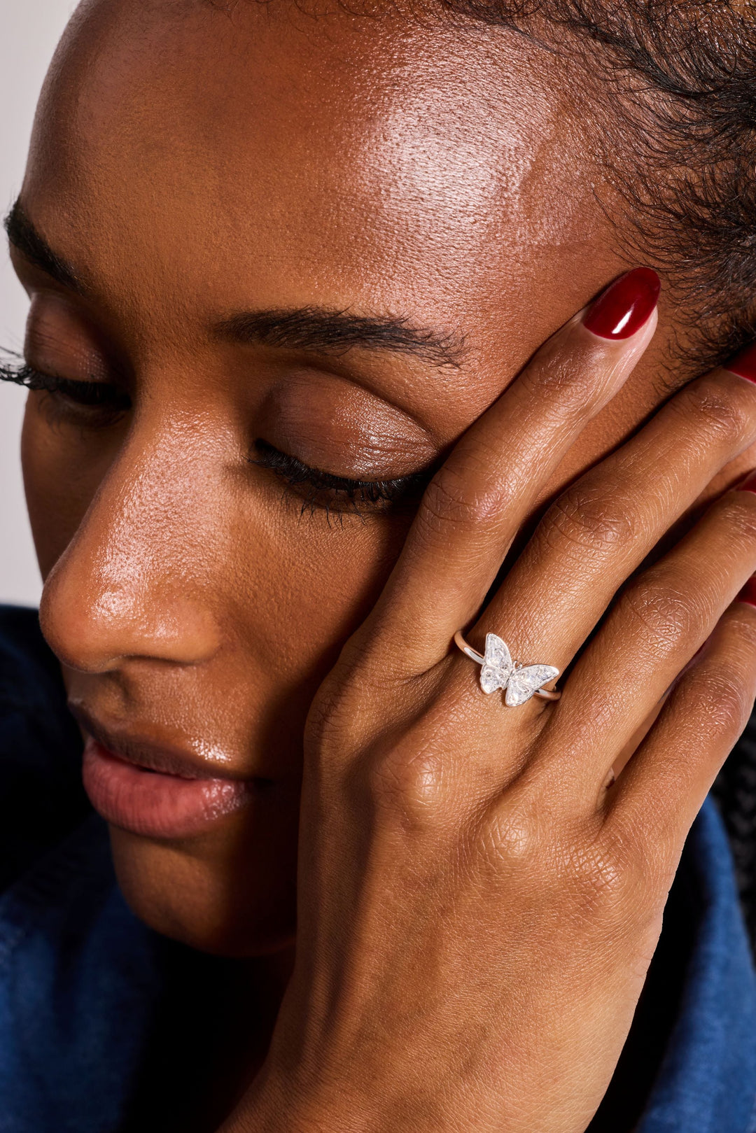 Glass Butterfly Statement Ring