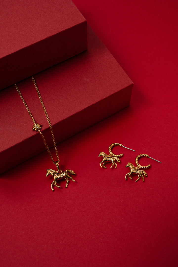 Horse Huggie Hoop Earrings