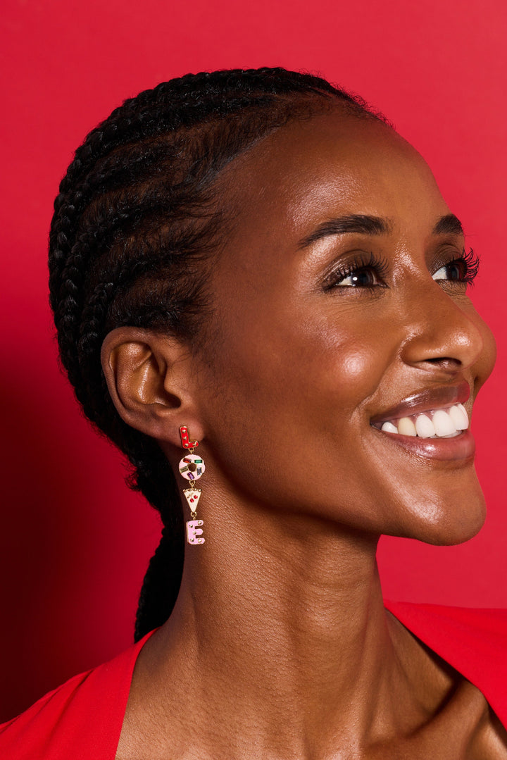 Sweet Shop 'Love' Linear Drop Statement Earrings