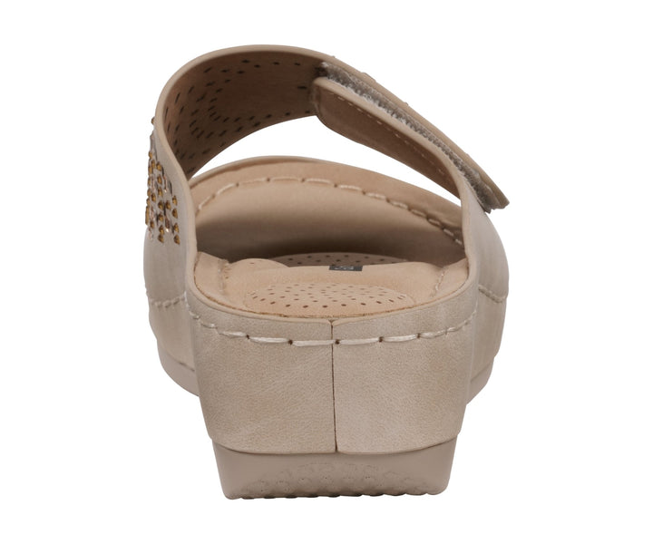 Women's Adrina Embellished Velcro Natural Wedge Sandals