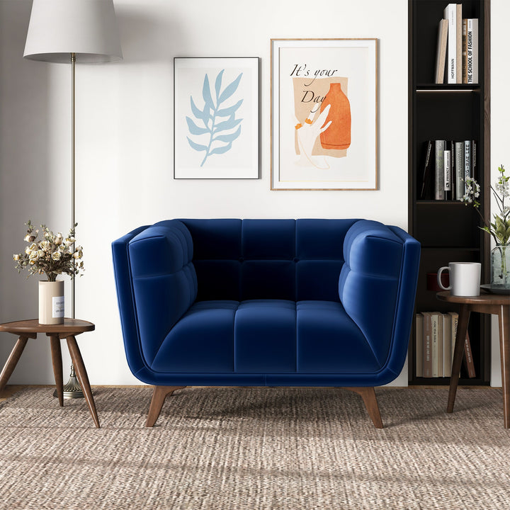 Addison Dark Blue Velvet Lounge Chair Front