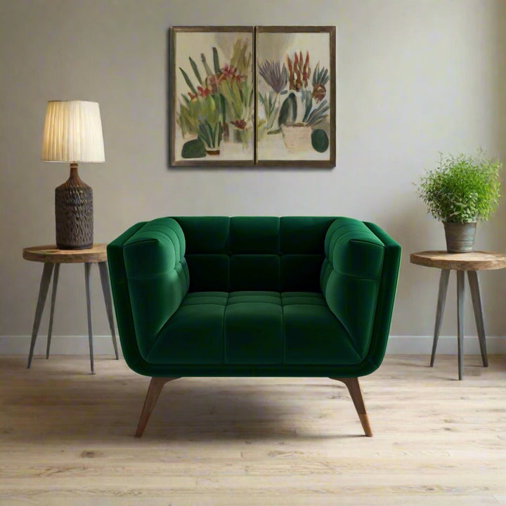 Addison Lounge Chair (Dark Green Velvet) Front Photo