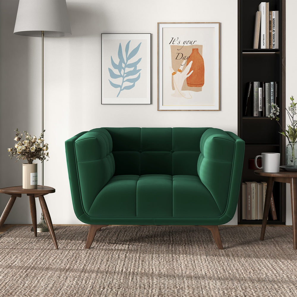 Addison Lounge Chair (Dark Green Velvet) Front