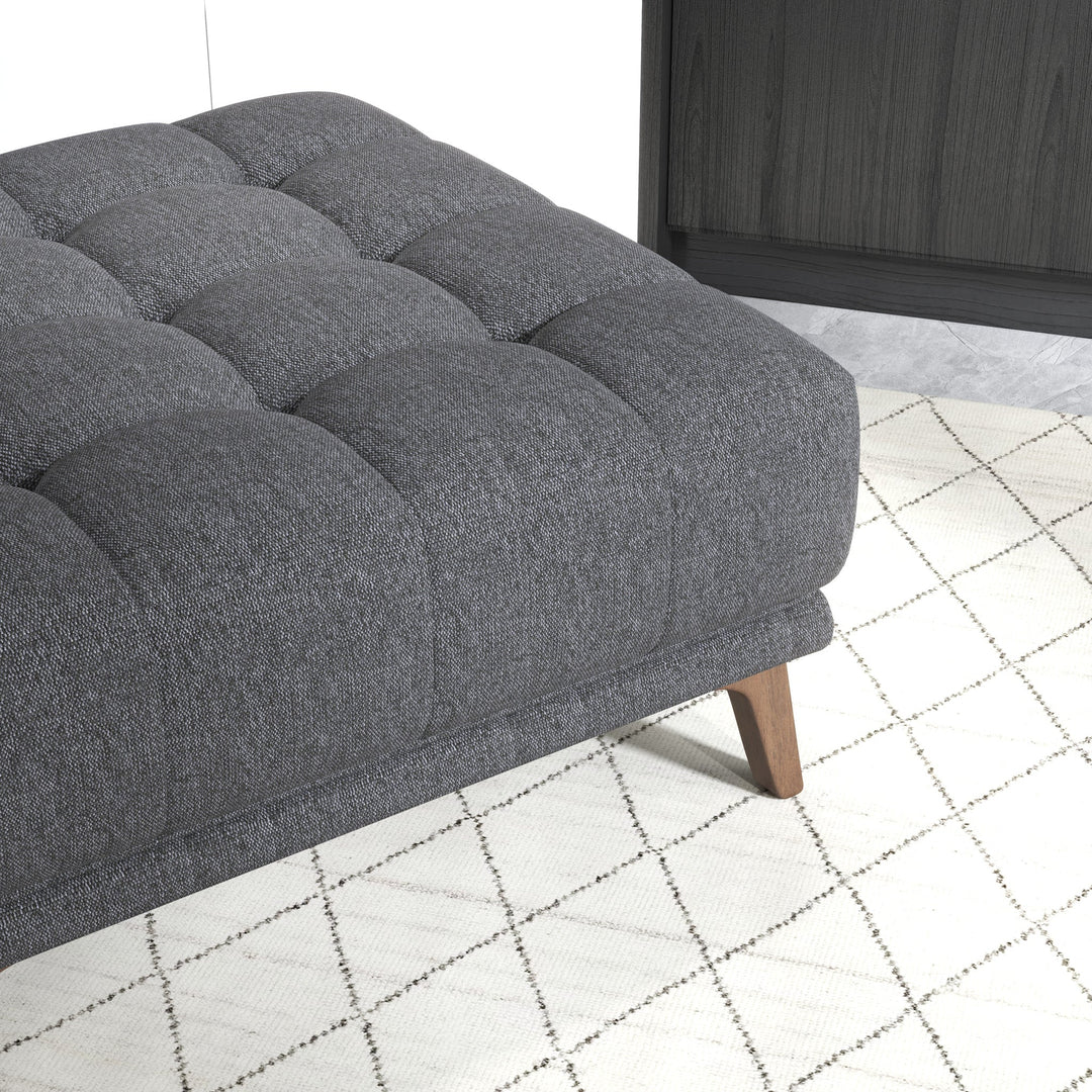 Addison Square Upholstered Ottoman Dark Gray Zoomed In