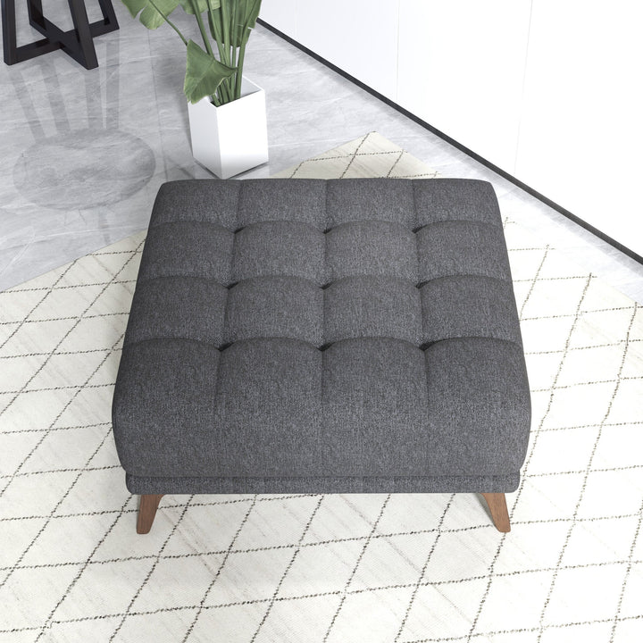 Addison Square Upholstered Ottoman Dark Gray Top View