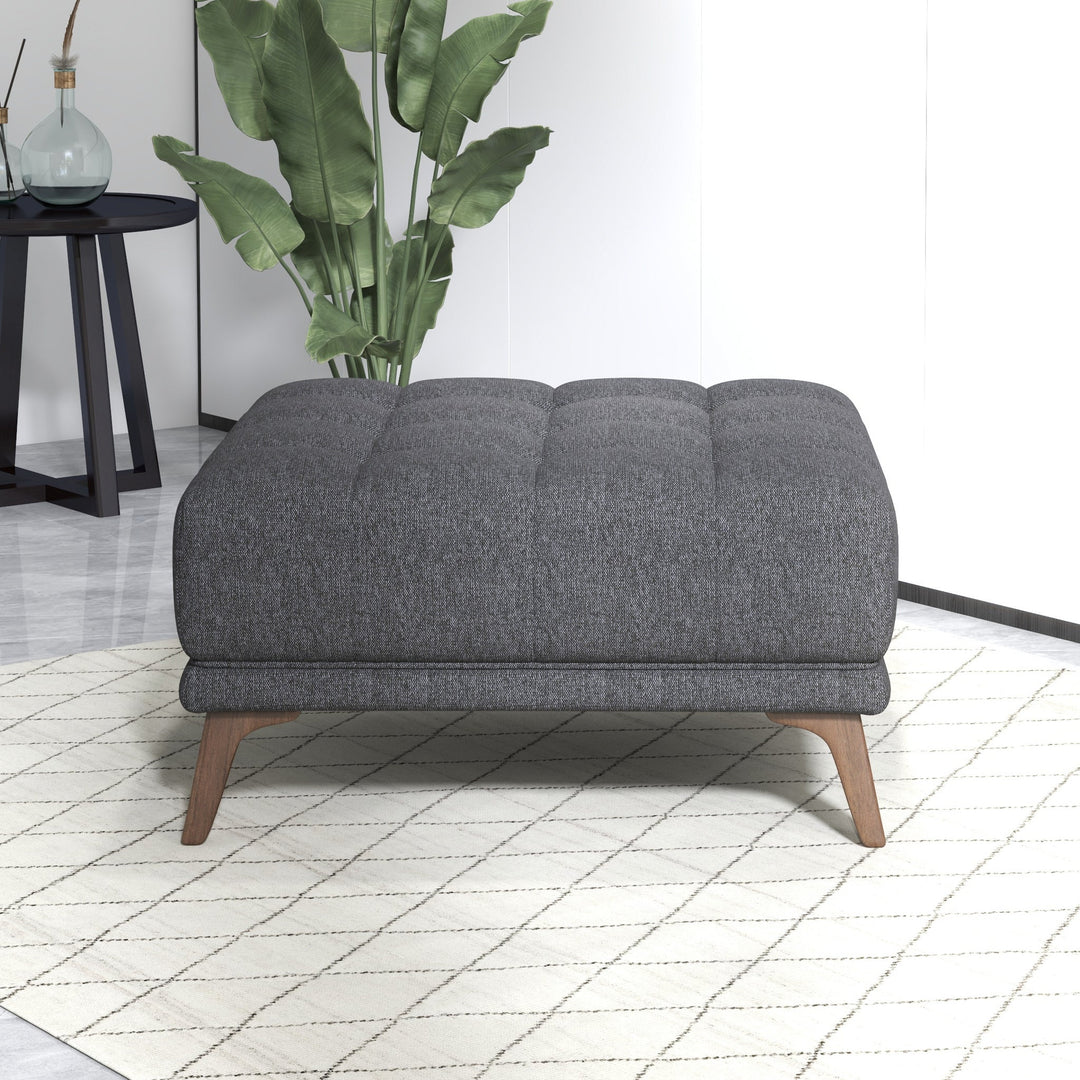 Addison Square Upholstered Ottoman Dark Gray Front