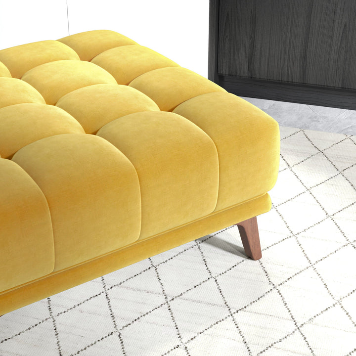 Addison Square Upholstered Ottoman Yellow Zoomed In