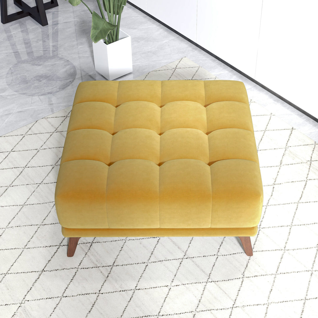 Addison Square Upholstered Ottoman Yellow Top View