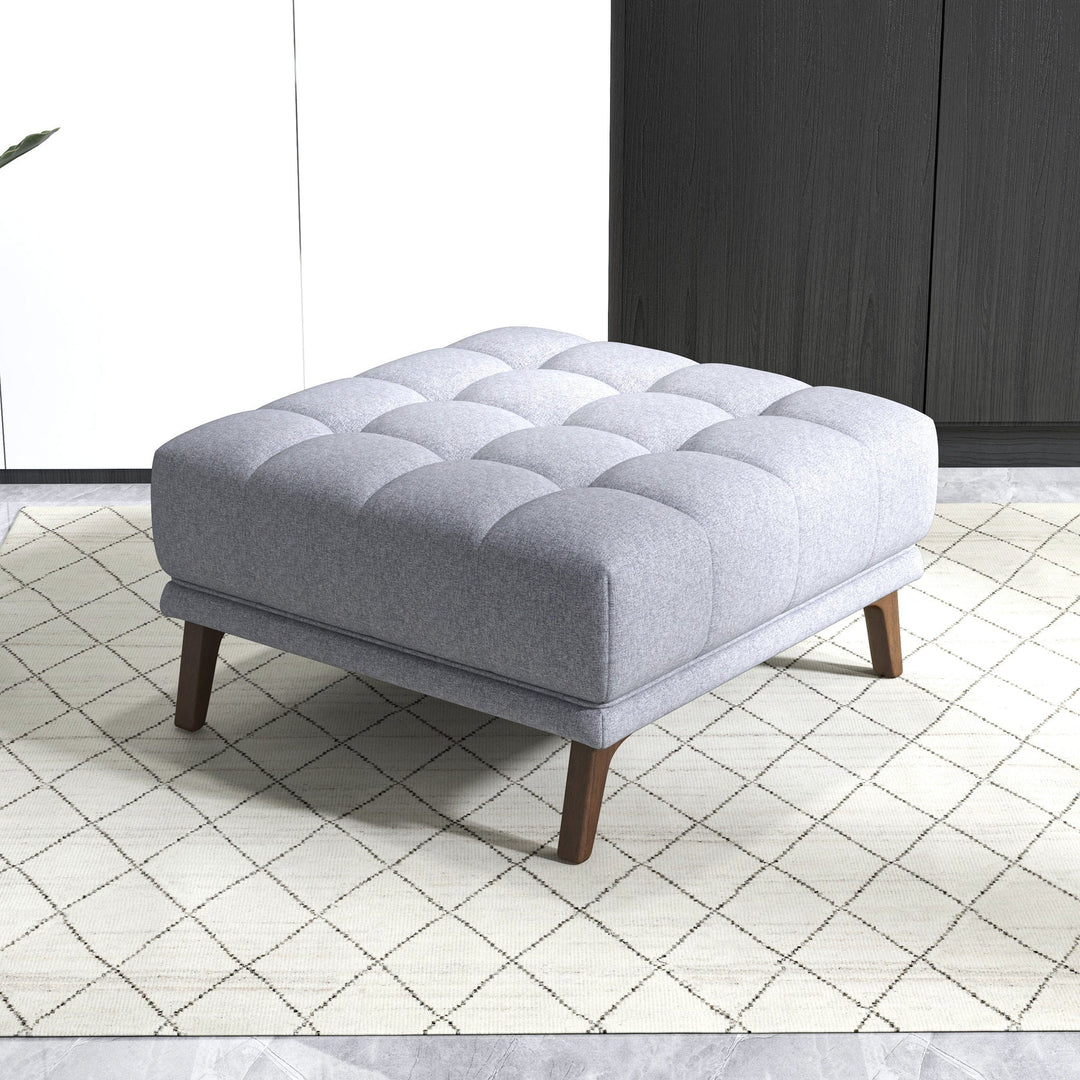 Addison Square Upholstered Ottoman Light Gray Left View Photo