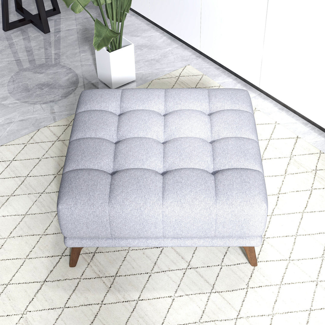 Addison Square Upholstered Ottoman Light Gray Top View