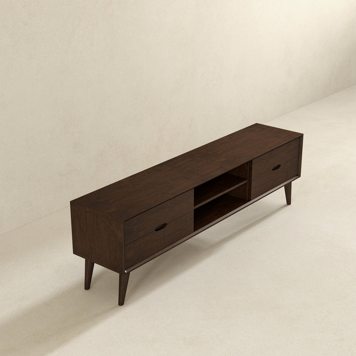 Adrian TV Stand (Walnut) Right Angle