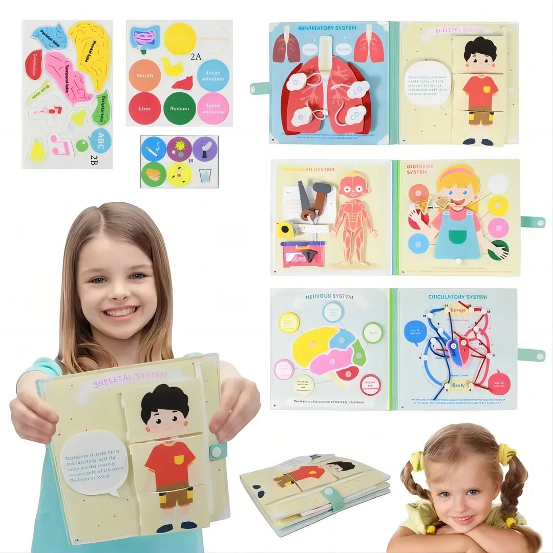 Human Body Parts Quiet Book Educational Anatomy Felt Board for Toddlers