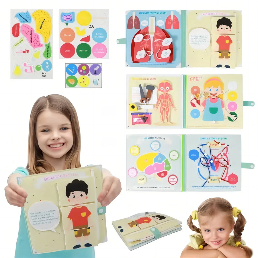 Human Body Parts Quiet Book Educational Anatomy Felt Board for Toddlers