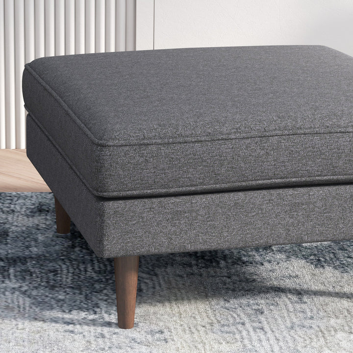 Amber Square Upholstered Ottoman (Seaside Grey) Zoomed In