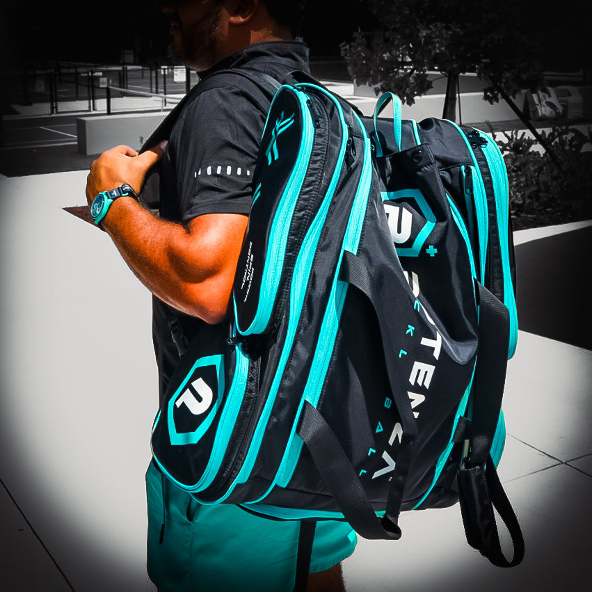 Tournament Pickleball Paddle Bag Being Worn.