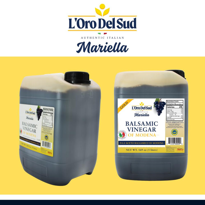L'Oro Del Sud, "Gold Label" 8 year Aged Balsamic Vinegar of Modena, IGP Certified, 5 liters (169 fluid oz)