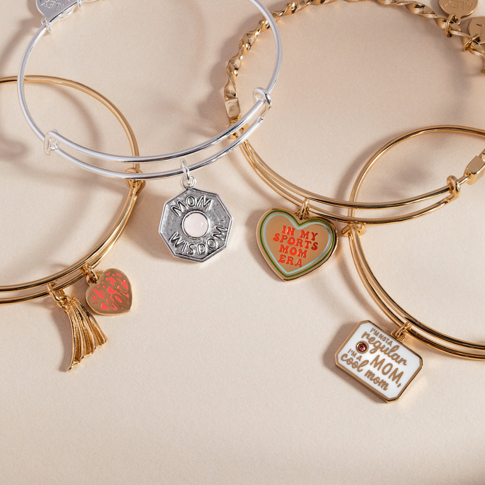 'Super Mom' Heart and Cape Charm Bangle