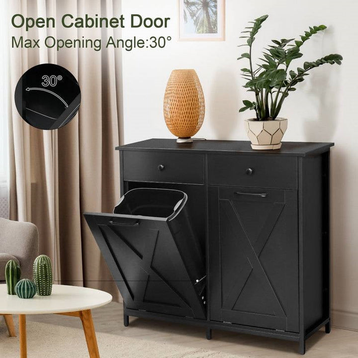 Black Multipurpose 2 Drawer / 2 Tilt Out 10 Gallon Kitchen Laundry Trash/Recycle Storage