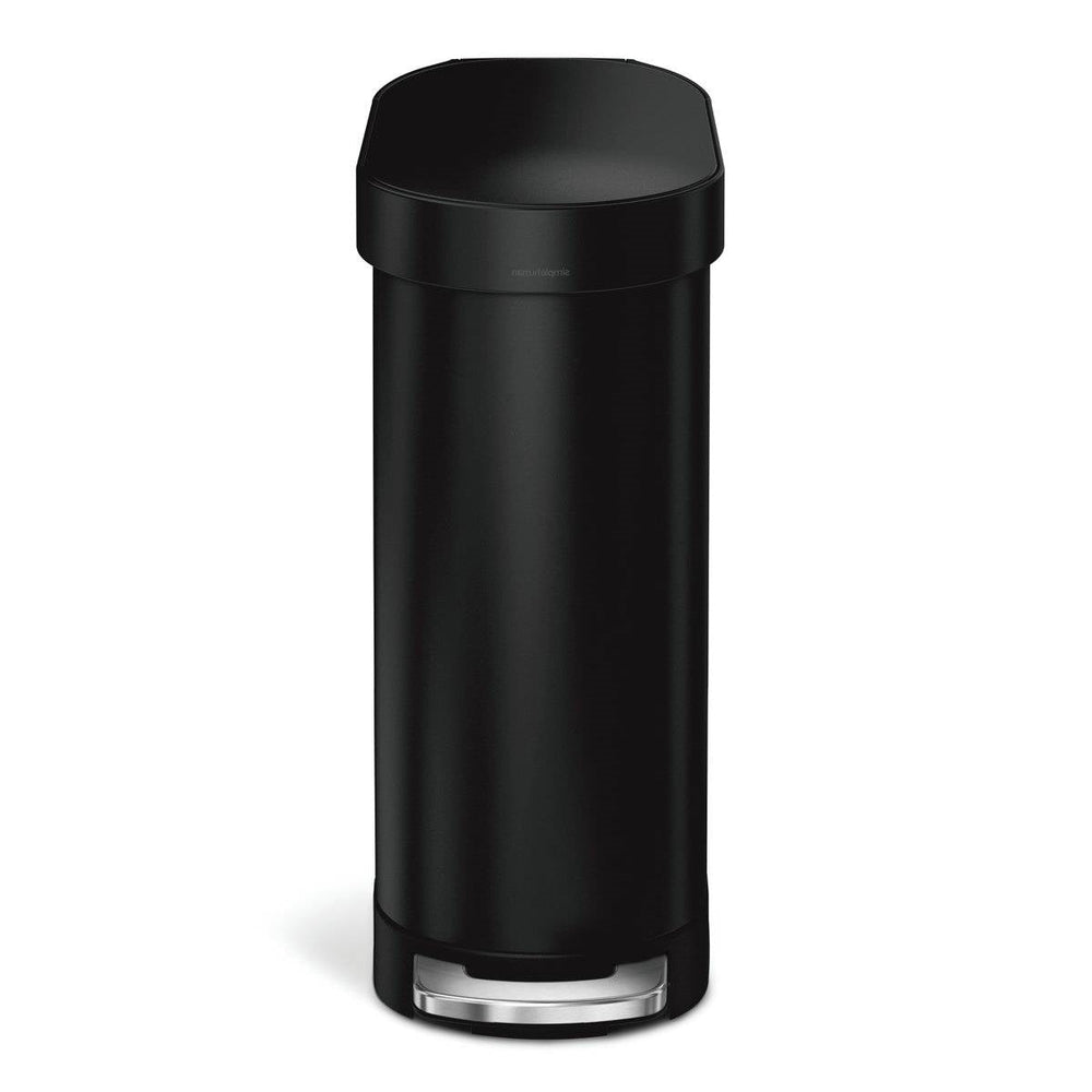 Matte Black 12-Gallon Narrow Kitchen Trash Can with Easy Step-on Lid