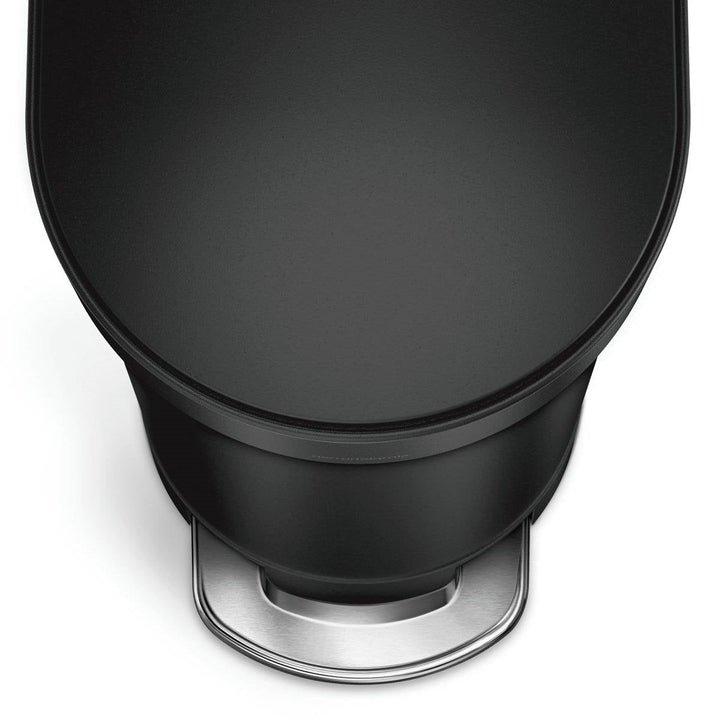 Matte Black 12-Gallon Narrow Kitchen Trash Can with Easy Step-on Lid
