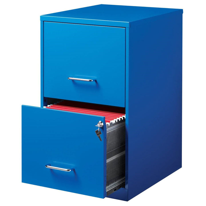 Blue Metal 2-Drawer Vertical Key Locking Heavy Duty Filing Cabinet