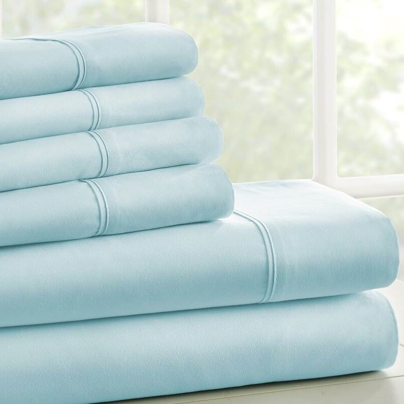 Twin Size Aqua 4 Piece Wrinkle Resistant Microfiber Polyester Sheet Set